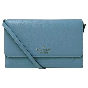 New W/O Tags Kate Spade Harlow Wallet on a String Pebble Leather in Dusty Blue